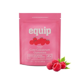 Equip Foods Core Bovine Colostrum Gumies - Delicious 1g Per Seving Grass Fed Colostrum Supplement - Gut Health, Immunity, Recovery, Hair & Skin - 60 Bovine Colostrum Gumies, 30 Servings, Málna