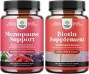 Bundle of Herbal Menopause Supplement für Damen und 10000 mcg Pure Biotin Pillen für Damen und Herren - Perfekt für Estrogen Balance - Stop Hair Loss Thinning Natural Supplement