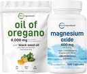 Micro Ingredients Oil of Oregano Softgels 6,000mg Per Serving & Magnézium Oxide 400mg Bundle Pack