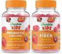 Életképes probiotikumok 5 Millió Gyermek + Prebiotikus Fiber Kids, Gumies Bundle - Nagy ízű, vitamin kiegészítés, glutén mentes, GMO mentes, rágható gumi