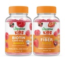 Életképes Biotin Kids + Prebiotic Fiber Kids, Gummies Bundle - Nagy ízű, vitamin kiegészítés, glutén mentes, GMO mentes, rágható gumi