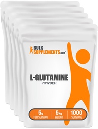 BulkSupplements.com L- Glutamin Powder - Glutamin kiegészítés, a Recovery & Gut Health - Flavoled & Gluten Free, 5g (5000mg) per Serving, 1 kg (5 kg-os csomag) (11 db)