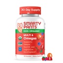 SmartyPants Organic Kids Multivitamin Gummies: Omega 3 (ALA), D3-vitamin, C, B12, B6, A, K & Cink Immuntámogatás, Biotin, Vegetáriánus, Három gyümölcs ízesítők, 120 Count (30 napos ellátás)