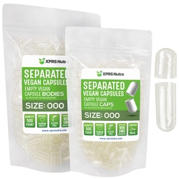 XPRS Nutra Vegan Méret 000 szétválasztott Capsules- 500 Count Prémium Üres Kappa Elválasztott zsákok - Tiszta üres kapszula - 000 tabletta DIY kiegészítés töltelék