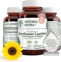 Natural Nutra Sunflower Lecithin 2000 mg kiegészítés, Támogatja szoptató anyukák plugged Milk Duct Relief, máj és agy egészségügyi booster, Soy Free, Non-GMO, Gluten- Free, 120 Softgels (3 csomag)