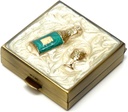 9328 Square Small Pill Box Organizer Cream Fehér Brass Women Travel Pill Case Purse Pocket Container Daily Portable Medicine Vitamin Box Medication Supplement Mini Storage