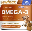 PAWFECTCHEW Halolaj Omega 3 kutyáknak - Allergia Relief - Joint Health - Itch Relief, Shedding - Skin and Coat Supplement - Alaskan Salmon Oil Chews - Omega 3 6 9 - EPA & DHA Fatty Acids