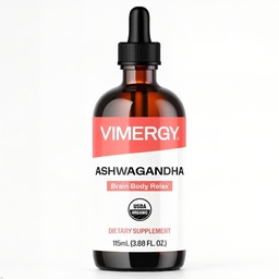 Vimergy USDA Organic Ashwagandha Folyékony kivonat, 57 Servings -Stressz kiegészítés cseppek - Adaptogen - Támogatja a kognitív funkciót - Alvástámogatás - Alkoholmentes, Non-GMO, Vegan & Paleo Friendly (115 ml)