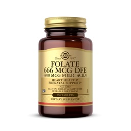 Solgar Folate 666 mcg DFE (Folic Acid 400 mcg) - 250 tabletta - Prenatalis Support - Non-GMO, Vegan, Gluten Free, Dairy Free, Kosher - 250 adag