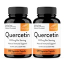 Sandhu Quercetin vegetáriánus kapszulák 120 Count (Pack of 2) -124; Bioflavonoidok Immuntámogatás és Légzőszervi Egészség, Szezonális Allergiás támogatás 124; Quercitin férfiaknak és nőknek