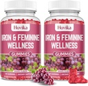 Vas a nők számára, 40 mg vaspótló anaemia multivitaminnal nőknek, cink, szelén, jód - vashiány - természetes hormonális támogatás PMS, Grape Flavour, 2 csomag
