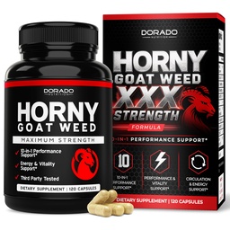 Horny Goat Weed For Men and Women - [Maximum Strength 1590mg] Maca, Ginseng, L- Arginine, Tribulus - Premium Hornygoatweed - Icariin Epimedia For Men - 3rd Party Tested - USA Made - 120 Count