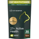 VetriScience 27 + Active Health Chews, Nu Cat Daily Multivitamin macskáknak és cicáknak, Kiegyenlített vitaminok, Ásványok és antioxidánsok, Egészség és Wellness támogatás, Hal, 30 gróf