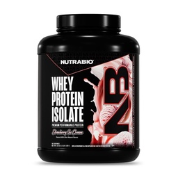 NutraBio 100% savófehérje izolátum fehérje por, 25 g fehérje teljes aminosav profil, szója és glutén mentes, alacsony szénhidrát és alacsony kalóriatartalmú savófehérje por, eperfagylalt, 5 Lb.