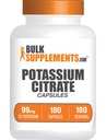 BulkSupplements.com Kálium citrát kapszula - Kálium kiegészítés, Kálium citrát 99mg - Kálium citrát kiegészítés, Kálium pirula - 1 kapszula adagonként, 180 kapszula (1-es csomag)