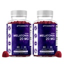 Vitamatic Melatonin 20mg Gumies felnőtteknek, 30 Servings - 60 Count - Non-Habit Forming Supplement (2-es csomag)