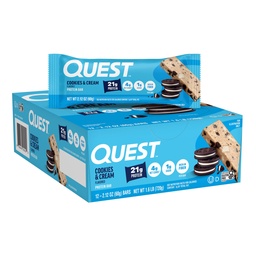Quest Nutrition Cookie & Cream Protein Bars, 21g Protein, 1g Sugar, 4g Net Carb, Gluten Free, Keto Friendly, 12 Count