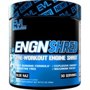 EVL Ultimate Pre Workout Powder - Termogén Fat Burn Support Pretosuring Power Drink lasting energia fókusz és állóképesség - ENGN Shred Intense Creatine Free Pretosure Drink Mix - Blue Raz
