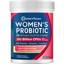 Orvosi receptek Probiotics nőknek, 200B CFU 36 Strains, Prebiotics, Enzymes & Cranberry, Vaginal Urinary Digestive & Immune, Tablettable Stable, 30 Caps