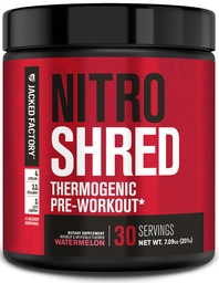 Jacked Factory NITROSURGE Shred Pre Workout Supplement - Energy Booster, Instant Strength Gains, Sharp Focus, Powerful Pumps - Nitric Oxide Booster & PreWorkout Powder - 30Sv, Görögdinnye