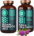 WILD FUEL TUDCA tejcsomósodással és Vegan probiotic Plus B12 általános májtisztítás és Gut Health Bundle