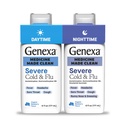 Genexa Clean Cold & Flu Daytime + éjszakai súlyos megkönnyebbülés, Dye Free, 0% mesterséges adalékanyagok, acetaminofen láz csökkentő, köhögés-csökkentő, antihisztamin, szerves áfonya ízesítő, 12 fl oz (2 csomag)