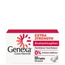 Genexa Clean Acetaminophen 500mg Extra Strength, Dye Free Pain Reliever Fever Reducer, 0% mesterséges adalékanyagok, fájdalomcsillapító felnőttek számára, fájdalomcsillapító fejfájás, hátfájás, kisebb ízületi fájdalom, 50 tabletta
