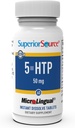 Superior Source 5- HTP 50 mg - Natural Supplement Aids Refful Sleep & Neurotranszmitter Functions - Brain Health & Function Support - 5- Hydroxytryptophan Supplement - 60 Instant feloldási tabletta