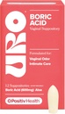 O Positiv URO Boric Acid Vaginal Supposorial - tejsavval, Aloe for Fast Relief and Vaginal Odor Control - Vegan, Free from Parabens, Styes, and Fragrances - 12 Count (1-es csomag)