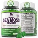 Sea Moss Gumies - Irish Sea Moss Gumies felnőttek és gyerekek számára - Advanced Superfood Seamoss Supplement with Organic Bladderwrack & Burdock Root Extract ACV for Daily Immune, Gut Cleanse, Vegan, 60 Counts