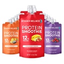 Designer Wellness Protein Smoothie, Real Fruit, 12 g fehérje, alacsony szénhidrát, nulla hozzáadott cukor, gluténmentes, nem GMO, nincs mesterséges színezék vagy aroma, variety pack, 12 gróf