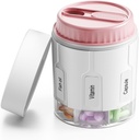 Daviky Pill Palack Organizer, Supplement Organizer with 7 Large Commodities, Travel Pill Dispenser Round Pill Box with Two Lids