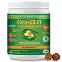 Ocu- GLO Cat & Dog Senior Supplement for Eye Supplement - Rágóképes Vision Vitamin kiegészítők nagy és kis kedvtelésből tartott állatok Care Lutein, Omega3 zsírsavak, Grape Seed kivonat & Antioxidánsok