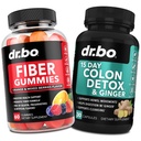 Dr. BO Fiber Gumies Colon Cleanse & Ginger - Fincsi gumi Prebiotic Fiber Supplement - Bowel Mozgalom támogatás a Gut & Gyomor tisztításhoz