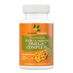 Seabuckwonders Organic Sea Buckthorn Oil, Omega-7 Complete Softgels, 30 Count, with Omega 3, 6 & 9, Supports Hair, Skin & Nail Health, 1000mg per Serving