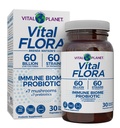 Vital Planet - Vital Flora Immun Support Probiotic, 60 milliárd CFU, Diverse Strains, Organic Gumoom Supplement Blend with Prebiotics, Digestic Health Probiotics for Women and Men 30 kapszula