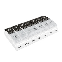 EZY DOSE Hetente (7- nap) Napi AM / PM Pill Case, Medicine Planner, Vitamin Organizer, Addition Container, Small Pop- out Commodities, Tervezett utazási, 2 alkalommal egy nap, fekete és tiszta Lids