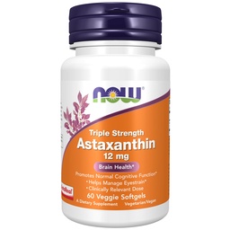 Most kiegészítők, Triple Strength Astaxanthin 12 mg, Triple Strength, Brain Health *, Segít kezelni szem törzs *, 60 Veggie Softgels