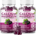 Calcium Magnesium Zink mit Vitamin D3 Beilage, Zucker freie Calciumgummis für Damen, hohe Absorption Zink-Gummien für Knochen & Muskel & Immun Gesundheit, Vegan Elderberry Flavor - 120 Count