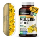BIO KRAUTER Mullein Capsules 1200 mg Count - Pure Vegan Mullein Leaf Extract for Lungs - 125 Days of Supply - Lung Cleanse & Respiratory Supplements - No Fillers, Non-GMO