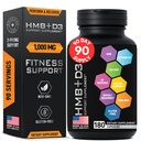 HMB-kiegészítők D3-vitamin - 1000 mg kalcium-beta-hidroxi-béta-metil-butirát / Izomnövekedés, Erő és Recovery - 180 gluténmentes, nem-GMO HMB kapszula, 3 hónapos ellátás