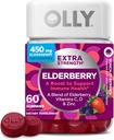 OLLY Extra Strength Elderberry Gumies, Immune Support, 450mg Elderberry, C-vitamin, D és cink, Berry - 60 Count