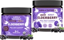 Llama Naturals Real Fruit Sambucus Elderberry Gummis für Kinder & Erwachsene | Kein Hinzugefügt Zuckerrohr, Vegan, Organische Immununterstützung | Zink & Natürliches Vitamin C | Pflanzenbasierte, Kaugummis für das ganze Fa