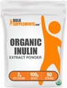 BulkSupplements.com Organic Inulin Extract Powder - Fiber Supplement, Herbal Supplement - Inulin Powder Organic, Gluten Free - 2g per Serving, 100g (3.5 oz) (1-es csomag)