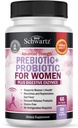 Prebiotics and probiotics for Women - Black Cohosh and Red Clover for Gut, Vaginal and Immune Health Support, Whole Food Digestive Enzimes Capsules, Lactobacillus Probiotic Supplement, 60 Count