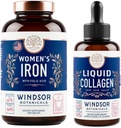 WINDSOR BOTANICALS folyékony kollagén és vas a nők Beaty és Wellness Bundle