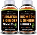 Természet alap Turmeric és Ginger Gumies felnőttek (2 Pack) - Tumeric Curcumin kiegészítés, hogy támogassa a közös egészségügyi és immuntámogatás - 120 Vegán gumicukor