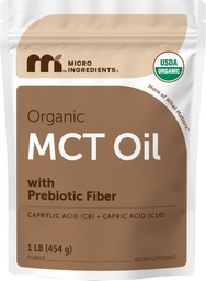 Organic MCT Oil Powder with Prebiotic Fiber, 1 Pound (16 Ounce), Fast Fuel for Body and Brain, C8 MCT Oil for Coffee Creamer, No GMO, Keto Diet, Vegan