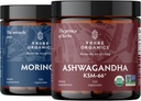 TRIBE SZERVES Tartósítás Duo: Organic KSM- 66 Ashwagandha + Organic Moringa - Vegan kapszula - 2 hónap ellátás - Agyfunkció, Fókusz, Hangerő, Energia és Erő