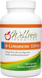 Wellness Resources High Potency d- Limonene Capsules 500mg, 120 kapszula - Narancshéjkivonat emésztőszervi megbetegedésekre, szívégésre, savas refluxra, méregtelenítésre